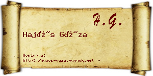 Hajós Géza névjegykártya