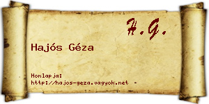 Hajós Géza névjegykártya